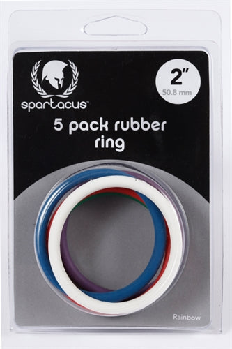 Rubber Cock Ring 5 Pack - 2 Inches - Rainbow | 669729410486 | Available at EroticWarehouse.com