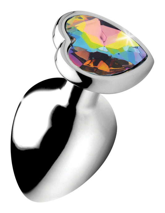 Rainbow Prism Heart Anal Plug - Large | 848518036629 | Available at EroticWarehouse.com