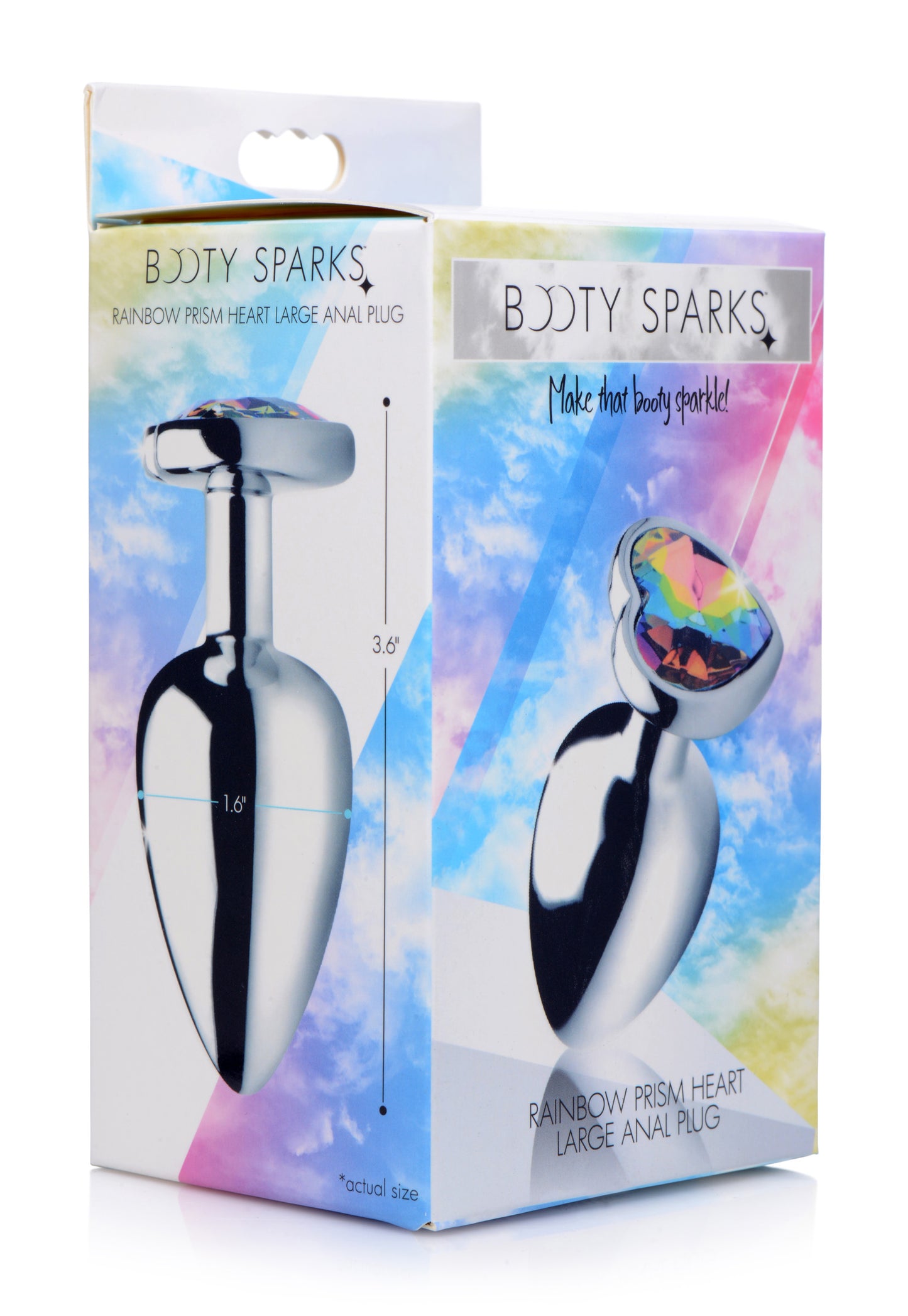 Rainbow Prism Heart Anal Plug - Large | 848518036629 | Available at EroticWarehouse.com