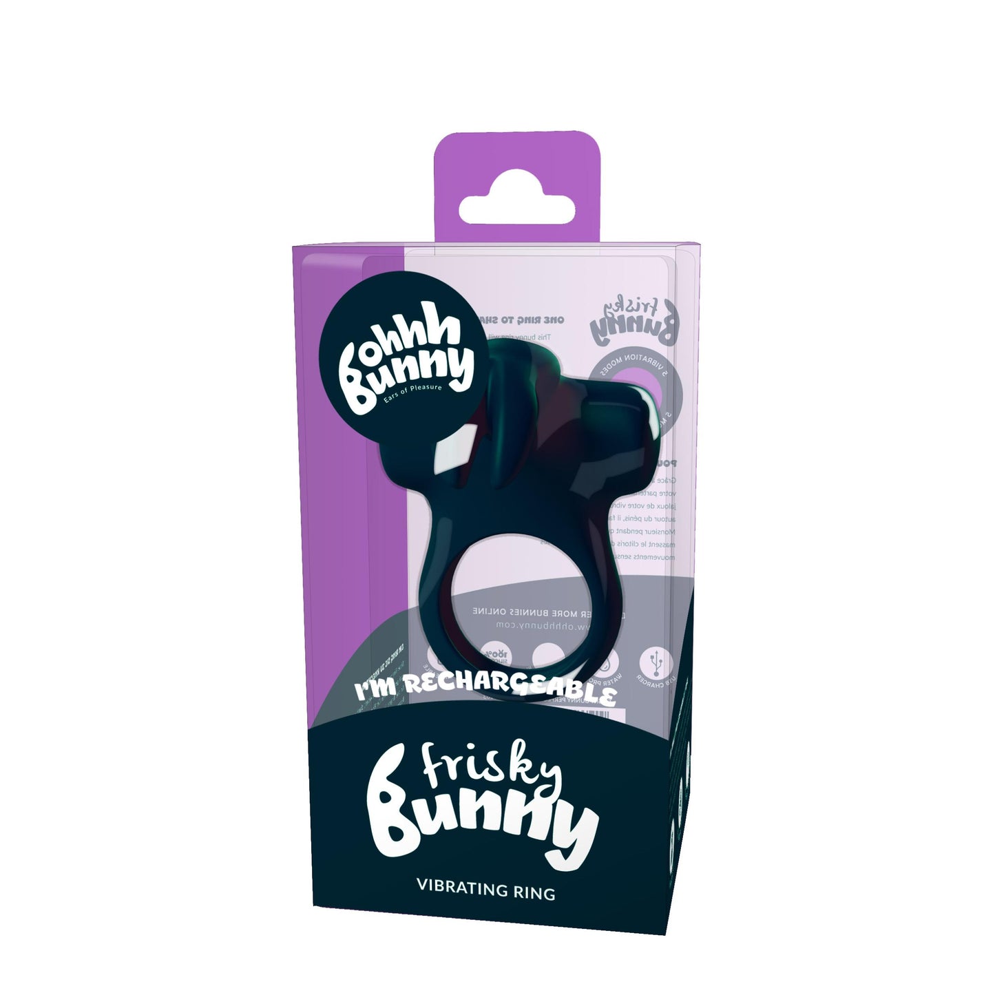 Ohhh Bunny Frisky Bunny Vibrating Ring - Black Pearl | 731882511369 | Available at EroticWarehouse.com