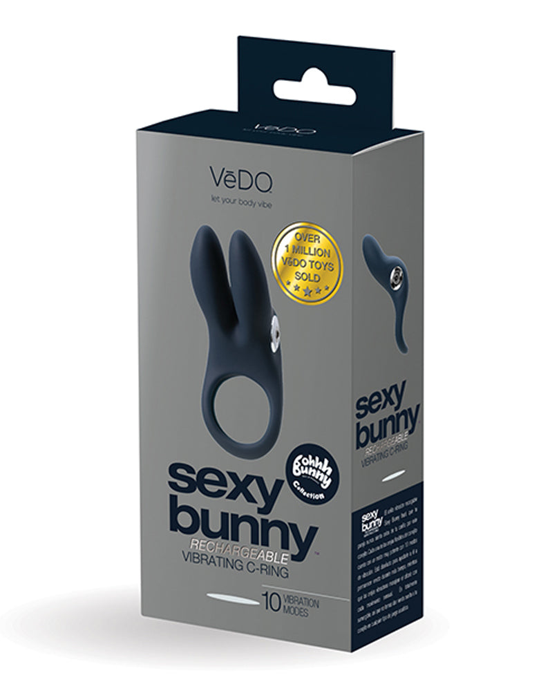Sexy Bunny Rechargeable Ring - Black Pearl | 792816281468 | Available at EroticWarehouse.com
