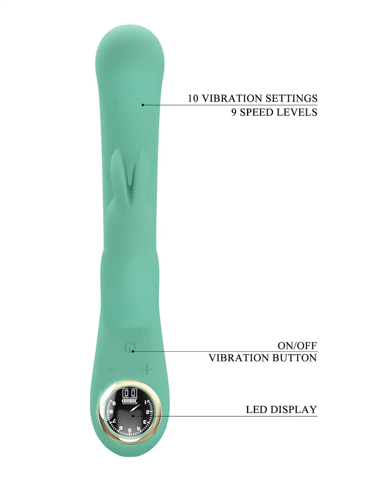 Lamar - Led Digital Display Rabbit - Turquoise | 6959532335460 | Available at EroticWarehouse.com