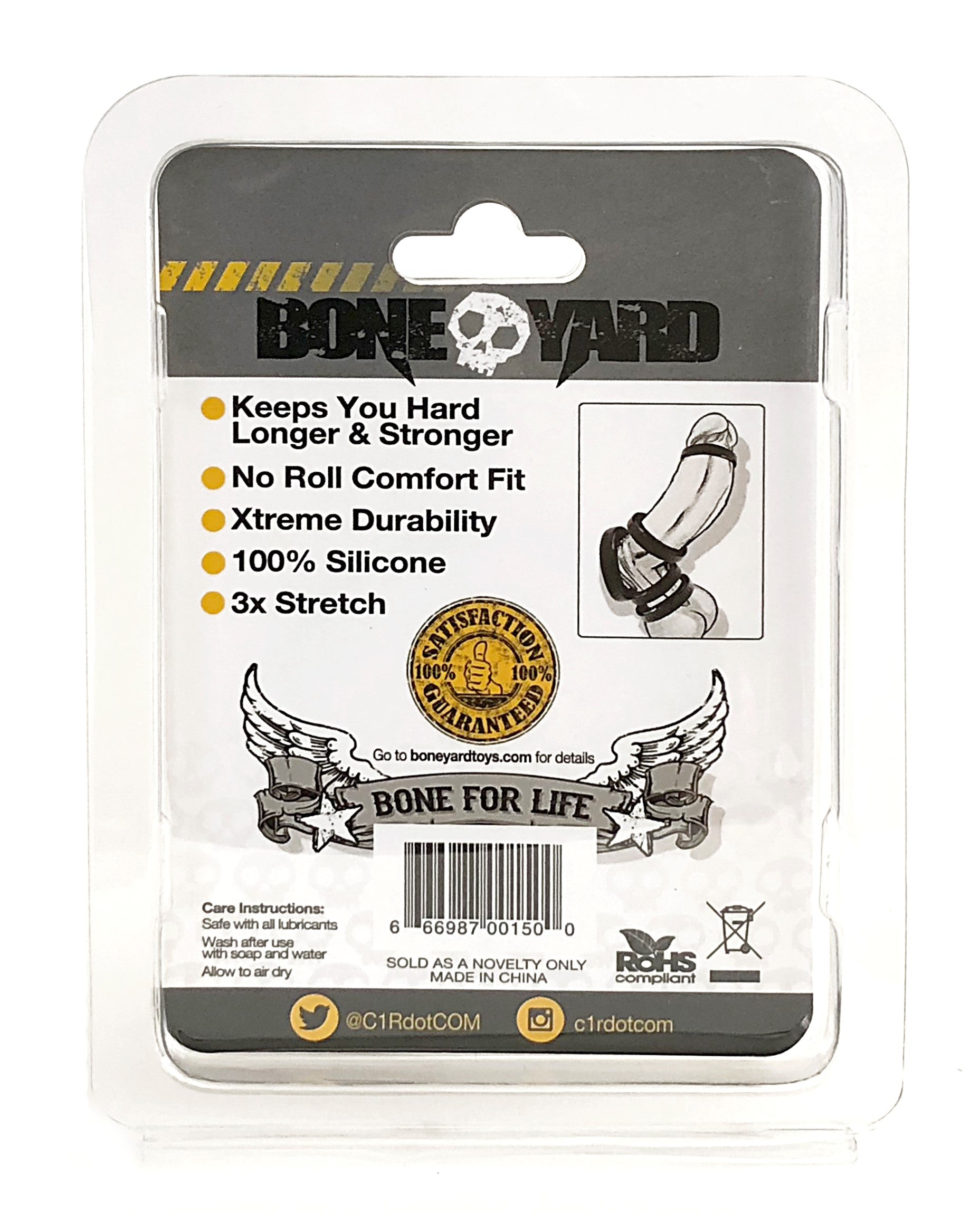 Boneyard Silicone Ring 50mm - Black | 666987001500 | Available at EroticWarehouse.com