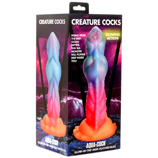 Aqua-Cock Glow-in-the-Dark Silicone Dildo | 848518053251 | Available at EroticWarehouse.com
