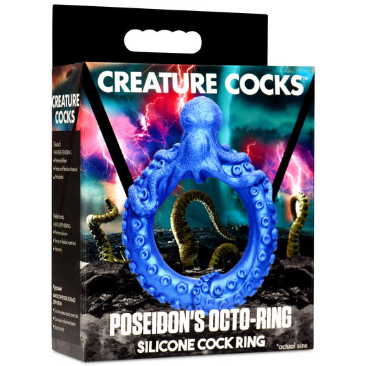 Poseidon's Octo-Ring Silicone Cock Ring - Blue | 848518053299 | Available at EroticWarehouse.com
