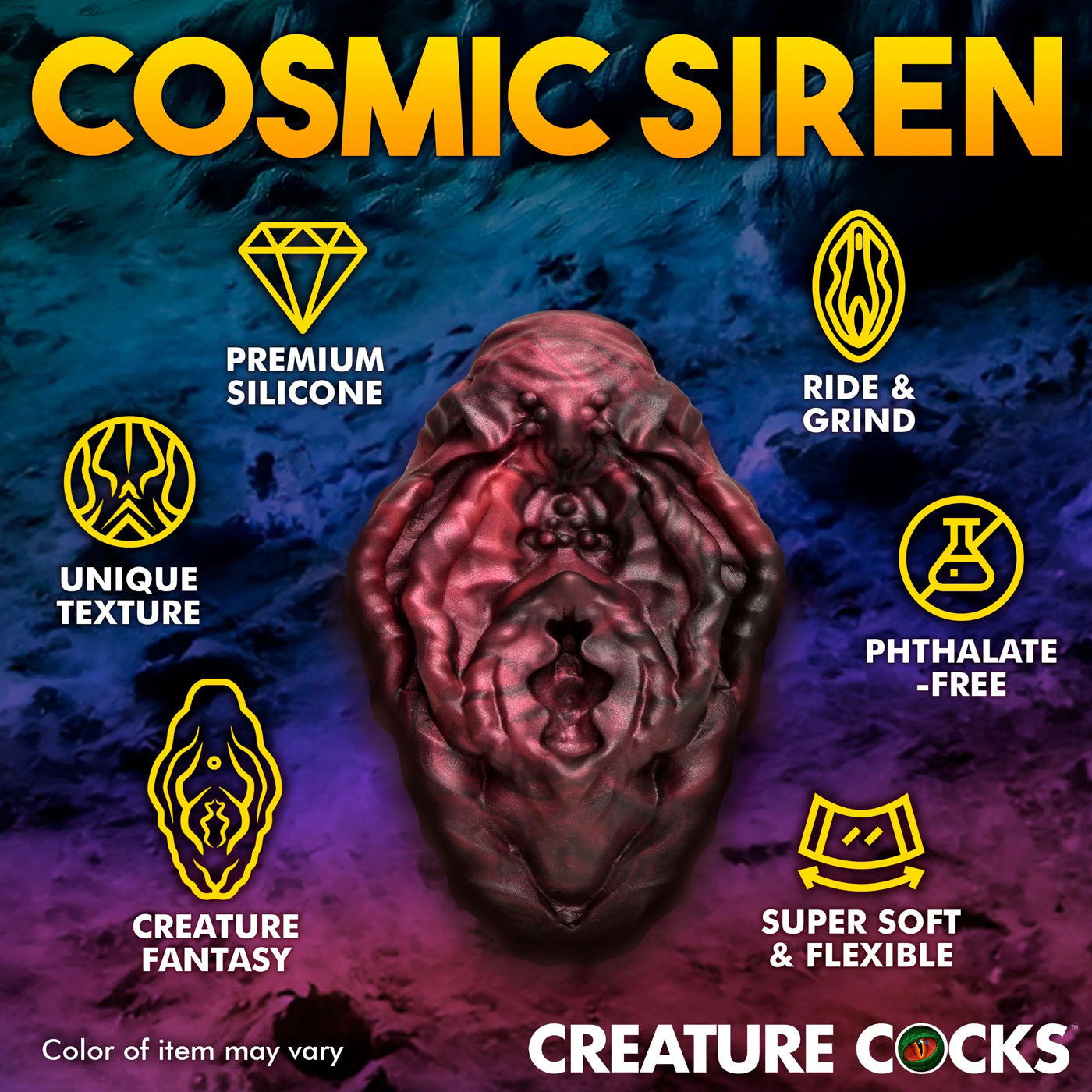 Creature Cocks Xeno Pussy Vulva Silicone Grinder - Red/black | 848518054357 | Available at EroticWarehouse.com