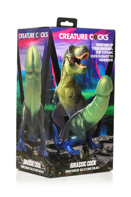Jurassic Cock Dinosaur Silicone Dildo - Green/blue | 848518054494 | Available at EroticWarehouse.com