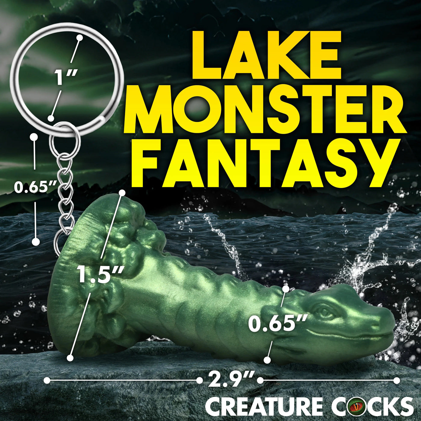 Cockness Monster Keychain - Green | 848518054982 | Available at EroticWarehouse.com