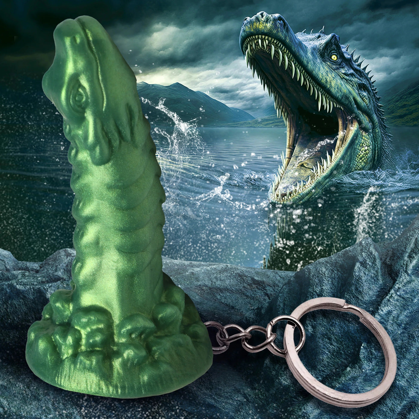 Cockness Monster Keychain - Green | 848518054982 | Available at EroticWarehouse.com