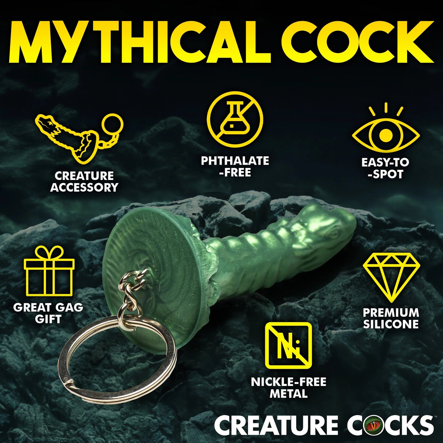 Cockness Monster Keychain - Green | 848518054982 | Available at EroticWarehouse.com