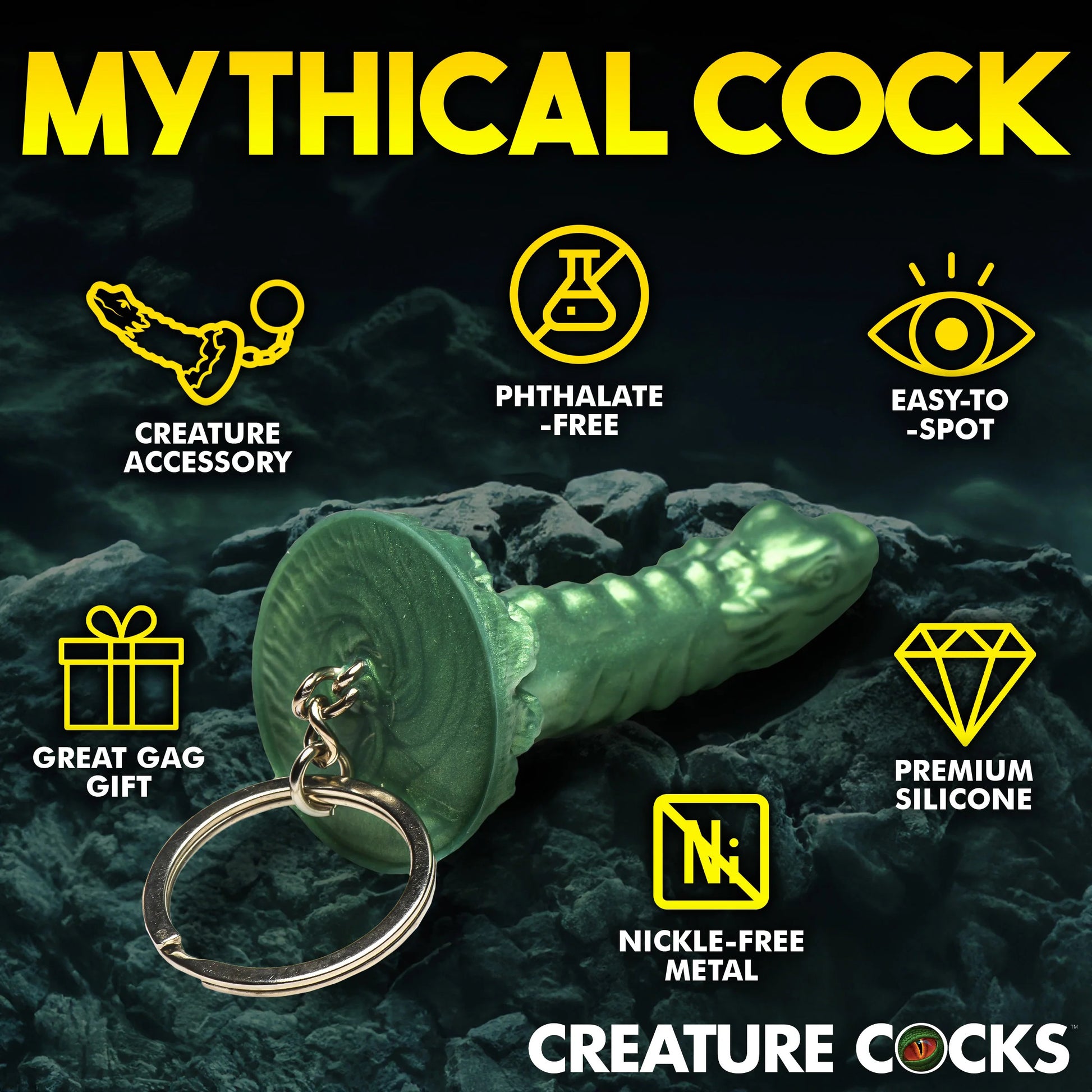Cockness Monster Keychain - Green | 848518054982 | Available at EroticWarehouse.com