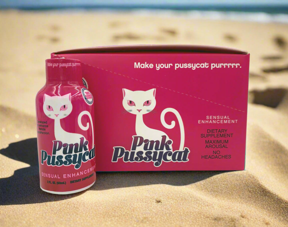 Pink Pussycat 12 Liquid Bottle Sexual Enhancement Display 2 Fl. Oz. | 891875005647 | Available at EroticWarehouse.com