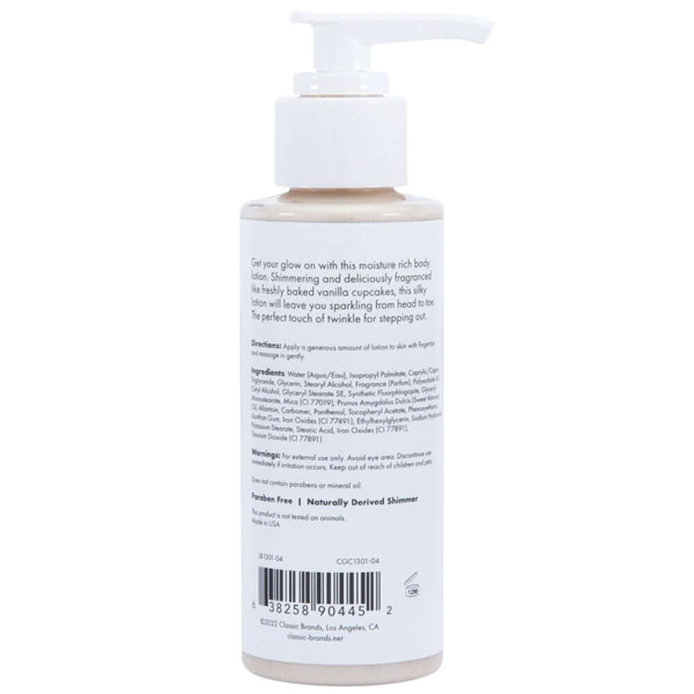 Glow Vanilla Cupcake Shimmer Lotion Gold 4 Oz | 638258904452 | Available at EroticWarehouse.com