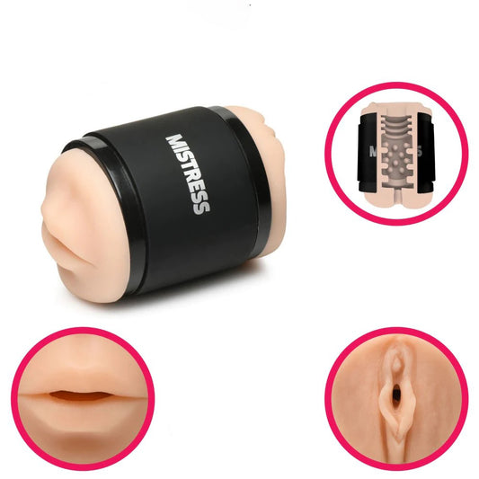 Mistress Double Shot Mouth and Pussy Stroker - Light | 653078943153 | Available at EroticWarehouse.com