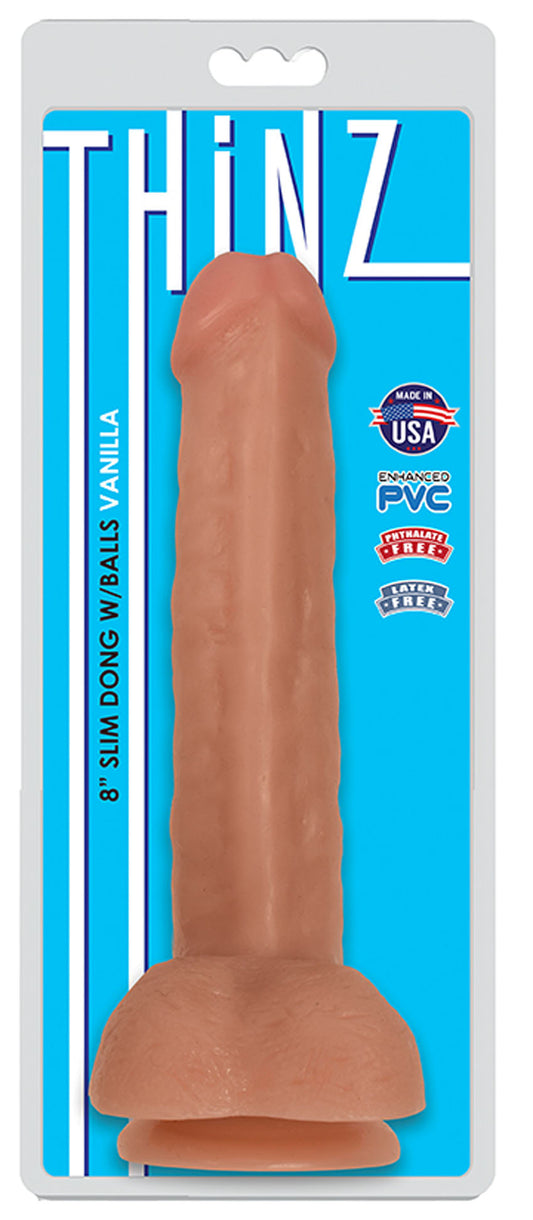 8 Inch Slim Dong With Balls - Vanilla | 643380985361 | Available at EroticWarehouse.com