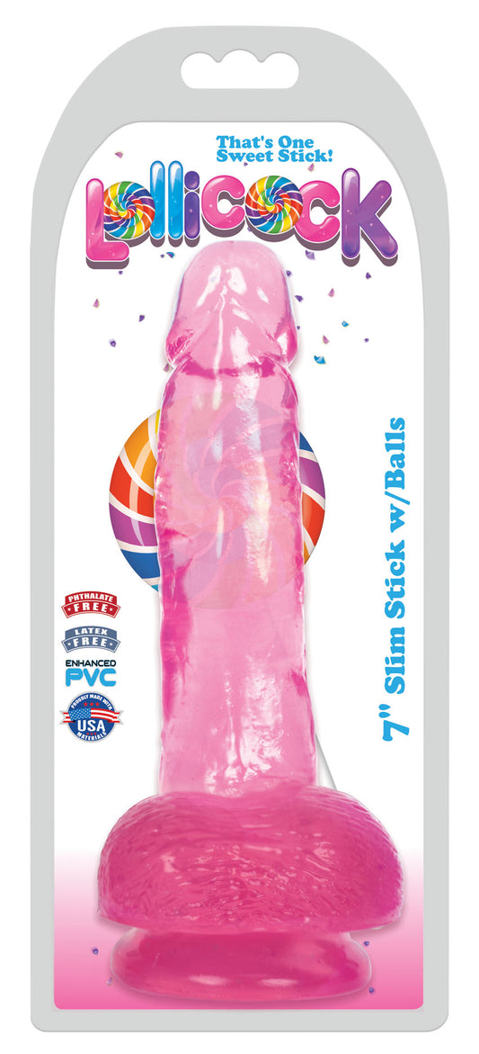 Lollicock 7 Inch Slim Stick With Balls - Cherry Ice | 643380985743 | Available at EroticWarehouse.com