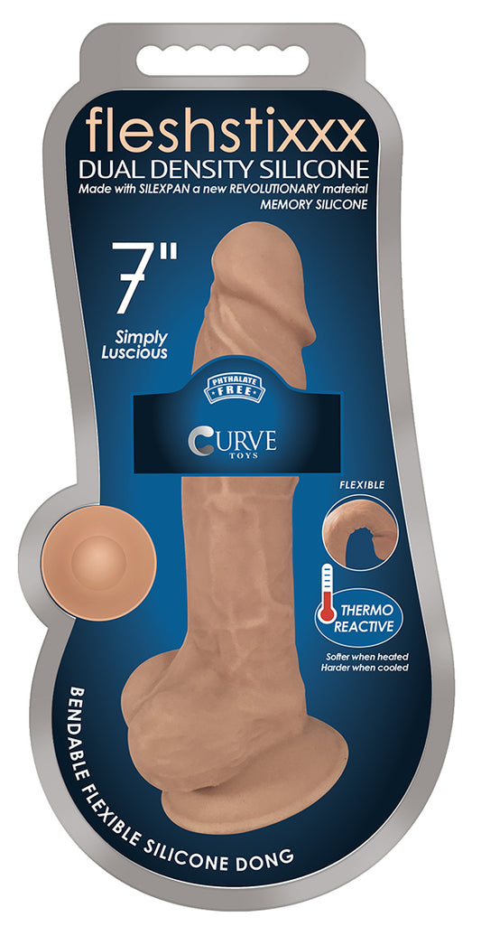 7 Inch Fleshstixxx Silicone Dildo with Balls - Latte | 653078940657 | Available at EroticWarehouse.com
