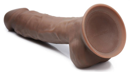 Fleshstixxx 8" Vibrating Silicone Dildo With Balls Brown | 653078942064 | Available at EroticWarehouse.com