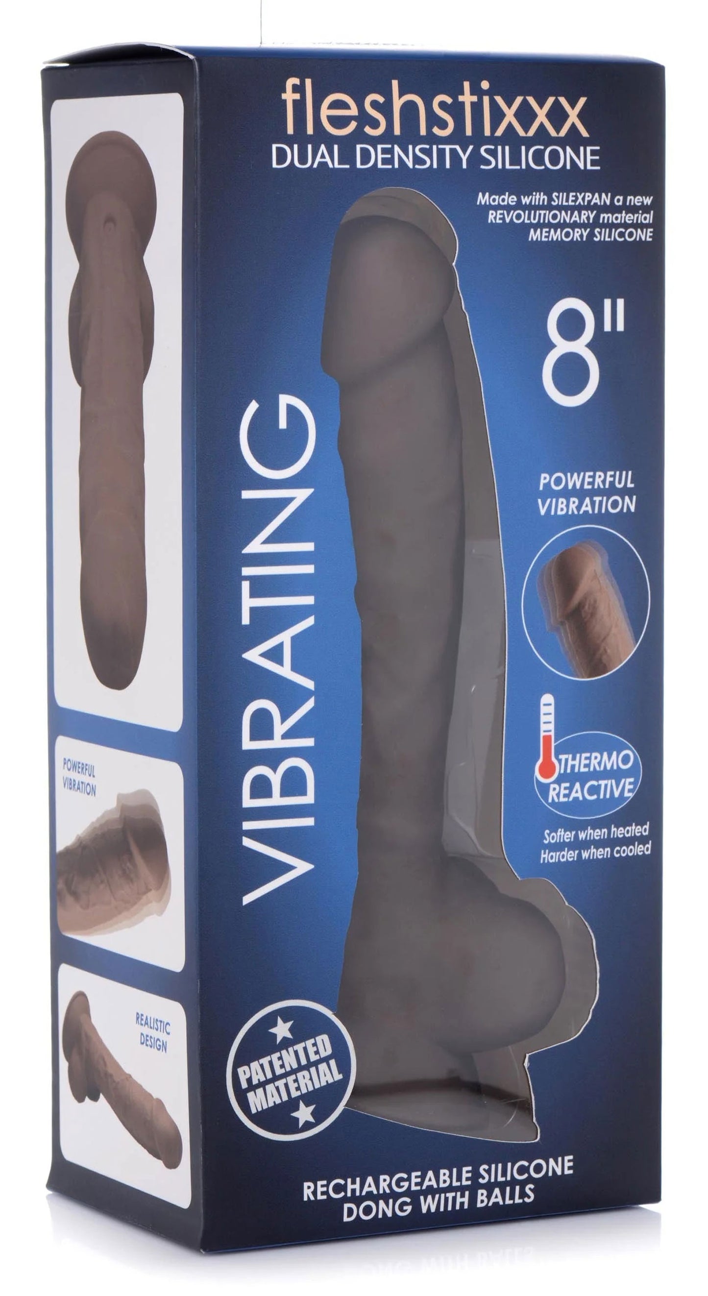 Fleshstixxx 8" Vibrating Silicone Dildo With Balls Brown | 653078942064 | Available at EroticWarehouse.com