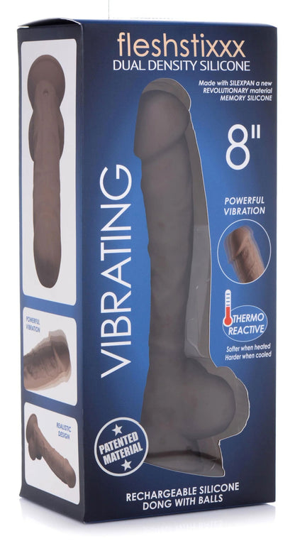 Fleshstixxx 8" Vibrating Silicone Dildo With Balls Brown | 653078942064 | Available at EroticWarehouse.com