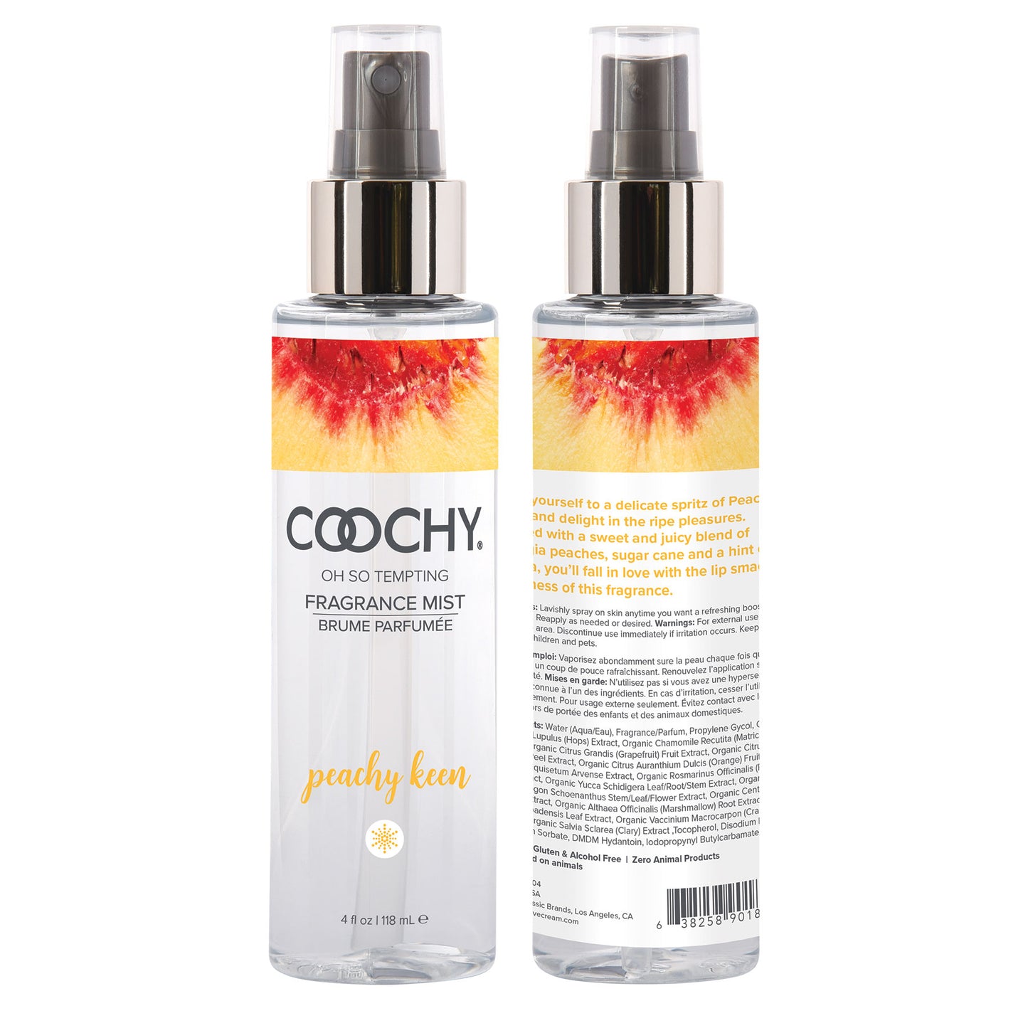 Coochy Oh So Tempting Fragrance Mist - Peachy Keen - 4 Fl. Oz. | 638258901802 | Available at EroticWarehouse.com