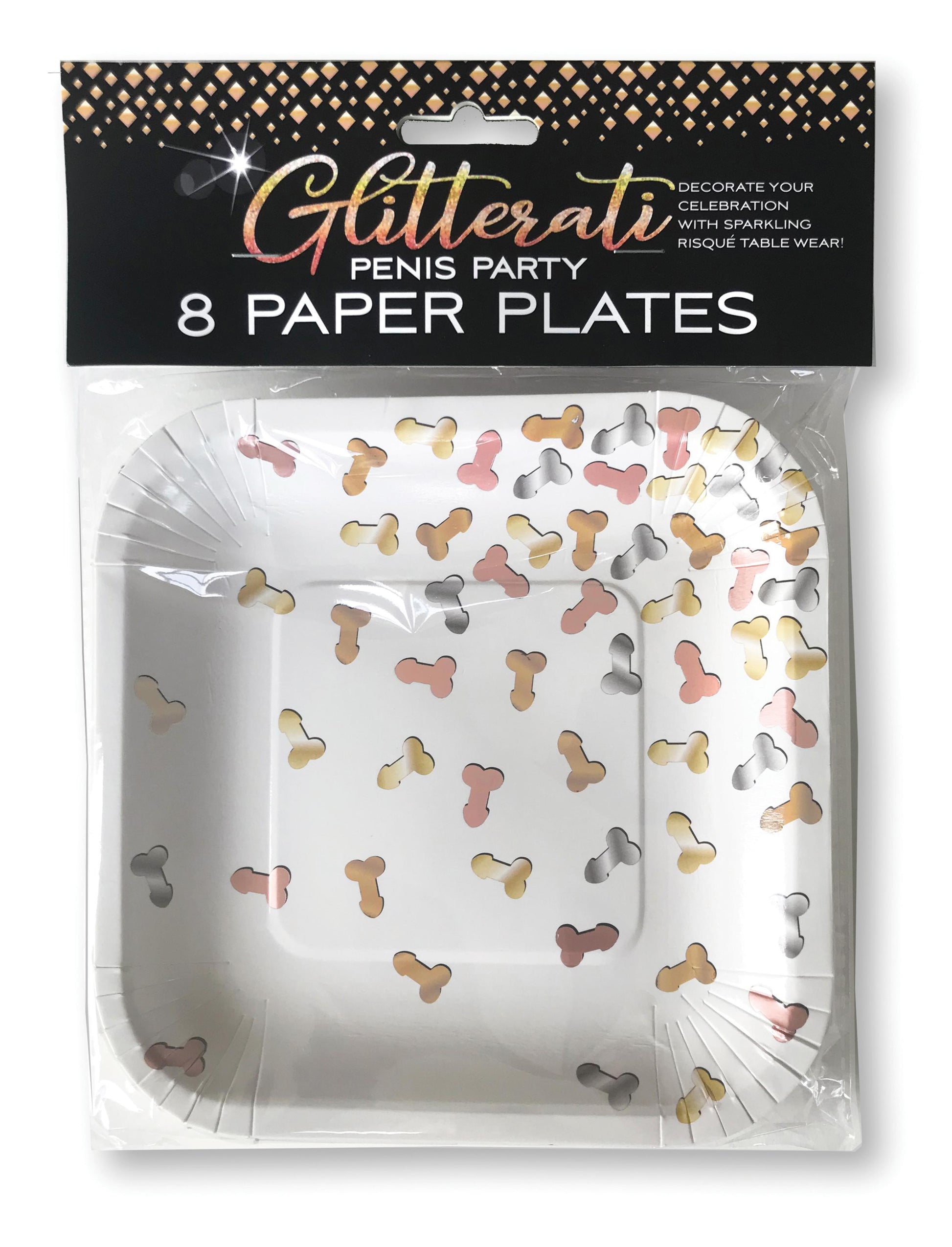 Glitterati Penis Party Paper Plates - 8 Count | 817717010365 | Available at EroticWarehouse.com