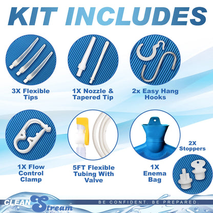 Deluxe Shower Enema Kit - Blue | 848518053701 | Available at EroticWarehouse.com