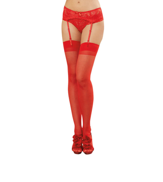 Sheer Thigh High - One Size - Red | 876802050754 | Available at EroticWarehouse.com