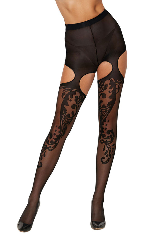 Patterned Garter Hose - One Size - Black | 888368333332 | Available at EroticWarehouse.com