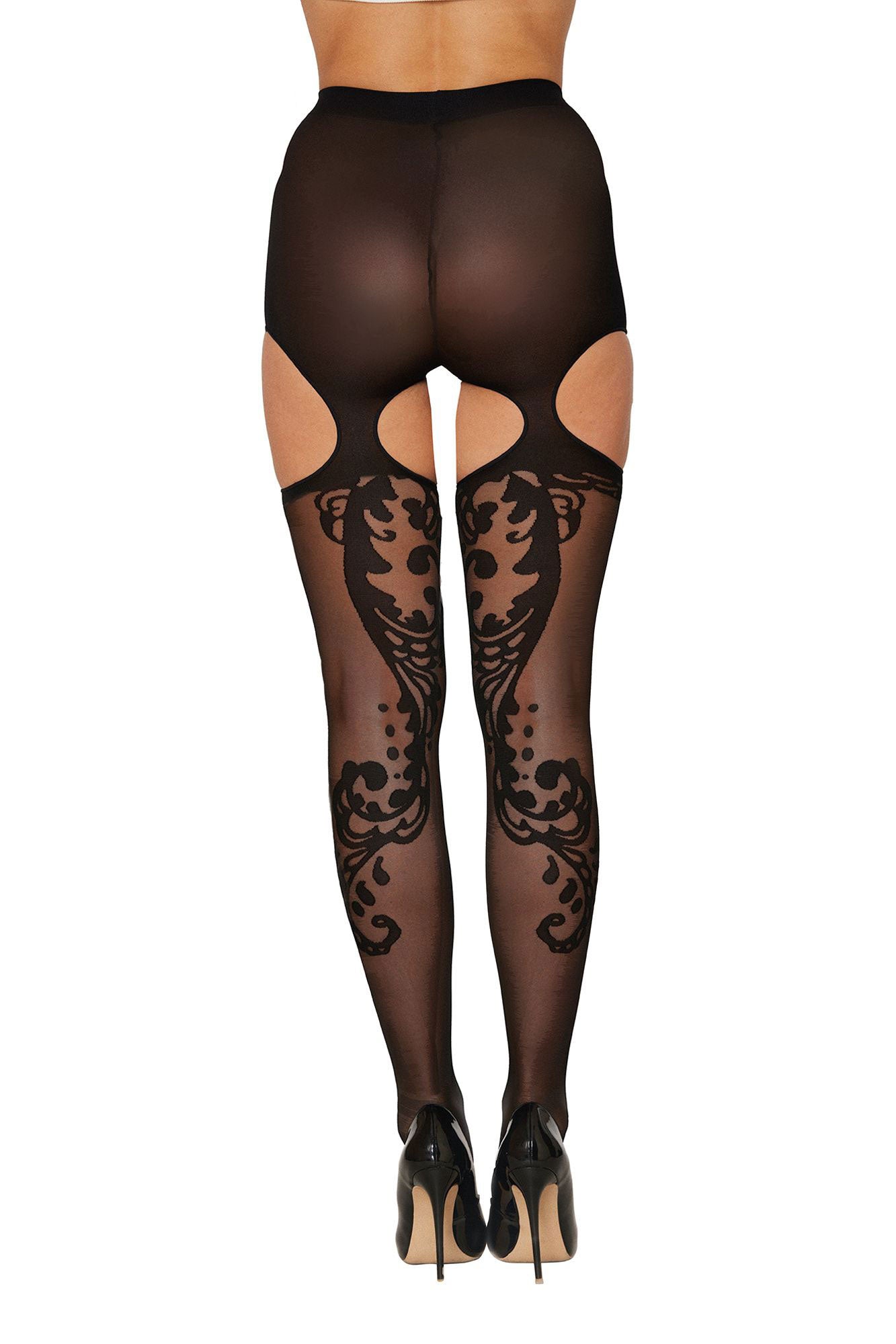 Patterned Garter Hose - One Size - Black | 888368333332 | Available at EroticWarehouse.com