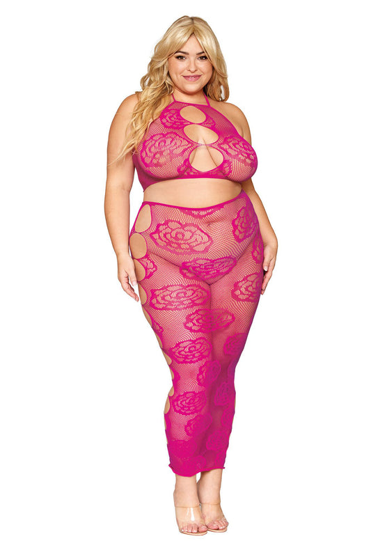 Bralette and Long Skirt - Queen Size - Beet | 888368347520 | Available at EroticWarehouse.com