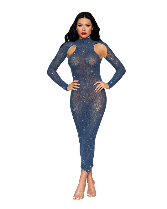 Bodystocking Gown Dmnd - One Size - Navy | 888368358151 | Available at EroticWarehouse.com