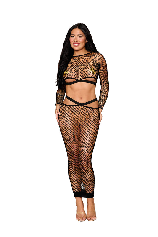 Bralette and Maxi Skirt Dmnd - One Size - Black | 888368362424 | Available at EroticWarehouse.com