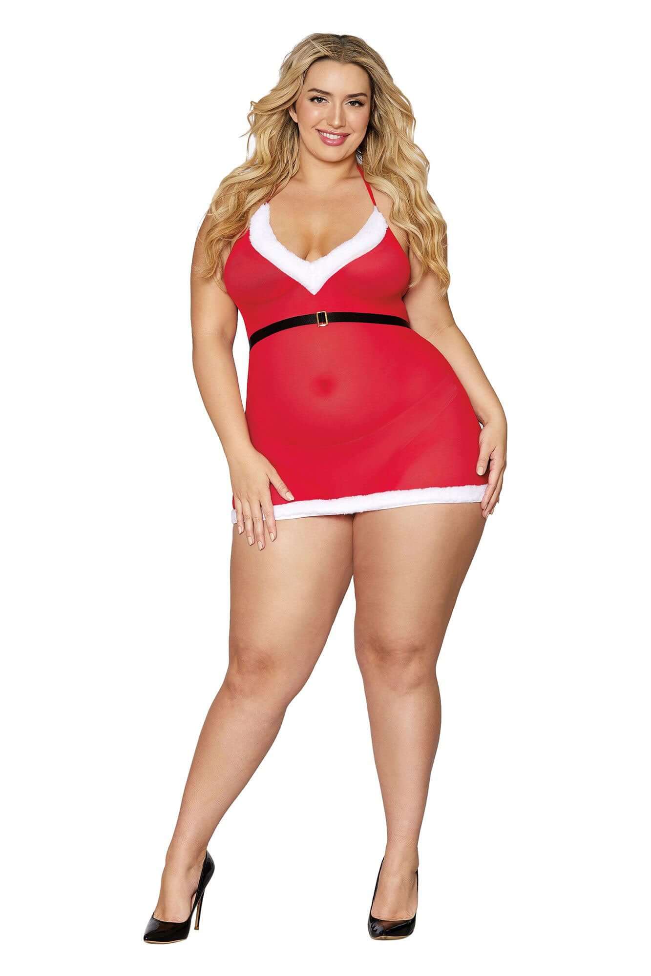 Santa Baby Chemise - Queen Size - Lipstick Red | 888368327126 | Available at EroticWarehouse.com