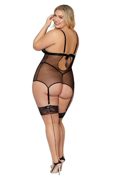 Garter Slip and G-String - Queen Size - Black | 888368327324 | Available at EroticWarehouse.com