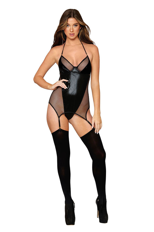 Garter Slip Teddy - One Size - Black | 888368332267 | Available at EroticWarehouse.com