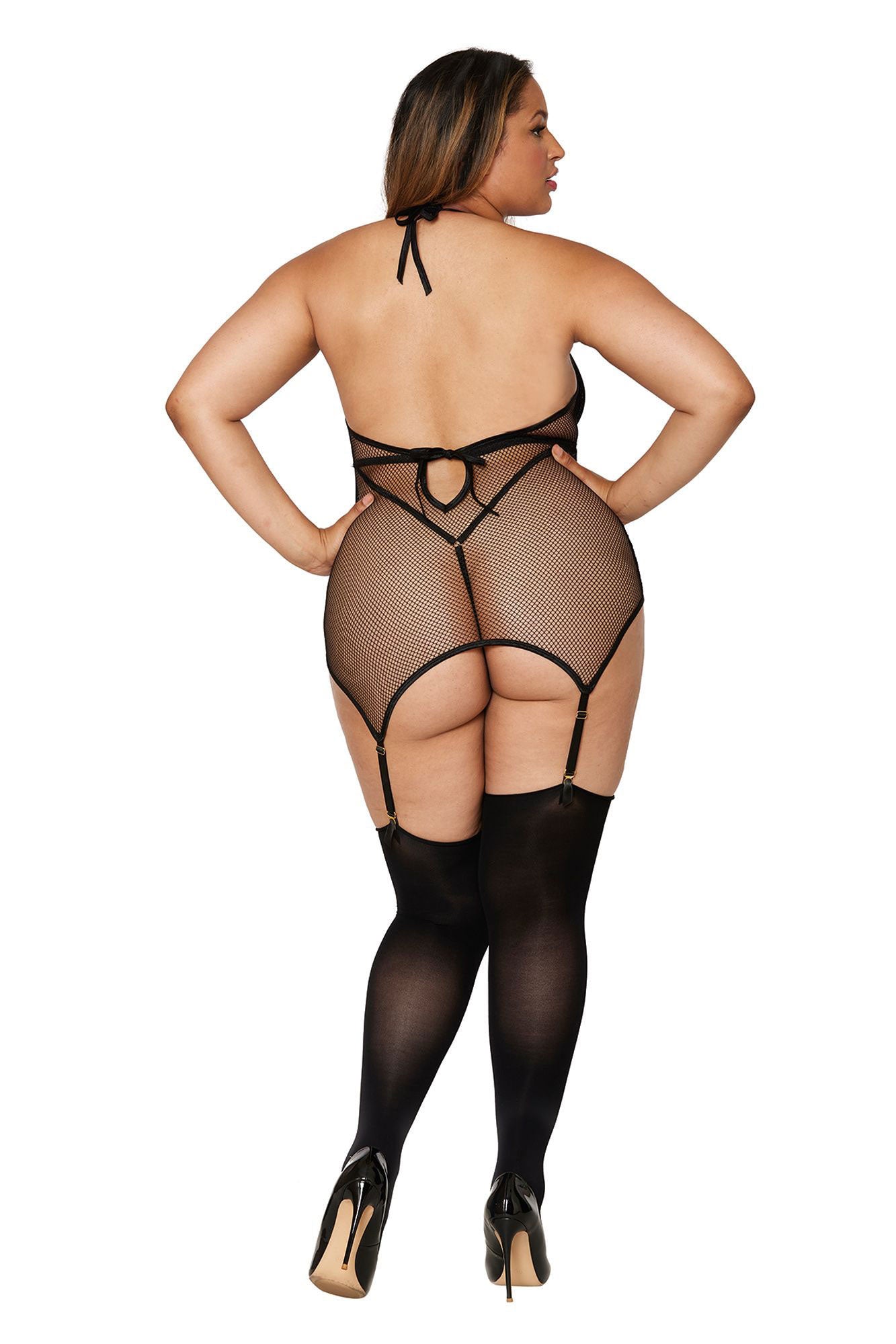 Garter Slip Teddy - Queen Size - Black | 888368332274 | Available at EroticWarehouse.com