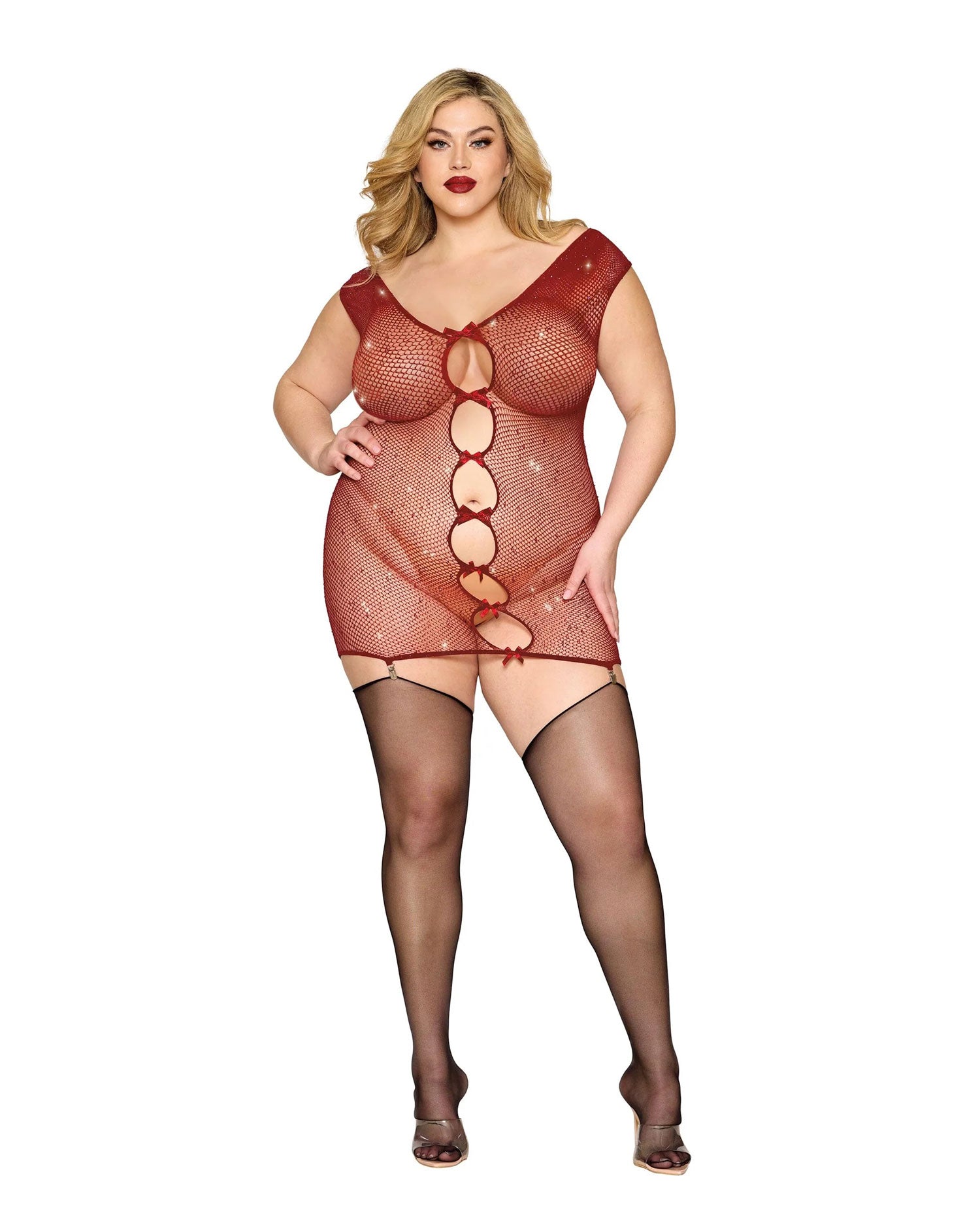 Garter Slip Dmnd - One Size Queen - Red | 888368357963 | Available at EroticWarehouse.com