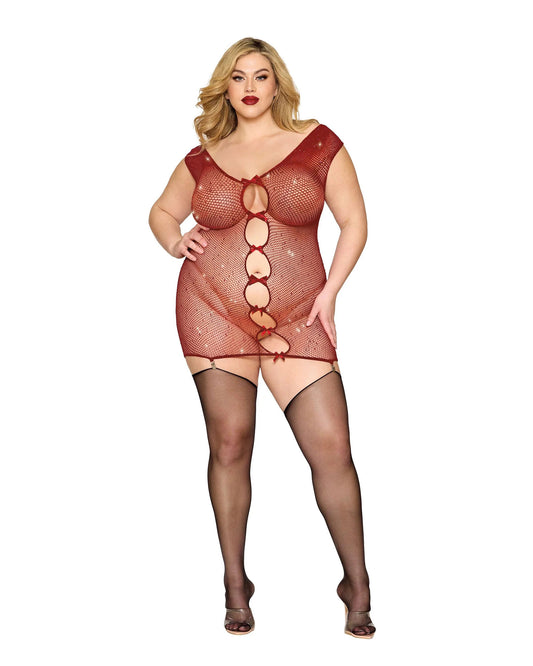 Garter Slip Dmnd - One Size Queen - Red | 888368357963 | Available at EroticWarehouse.com