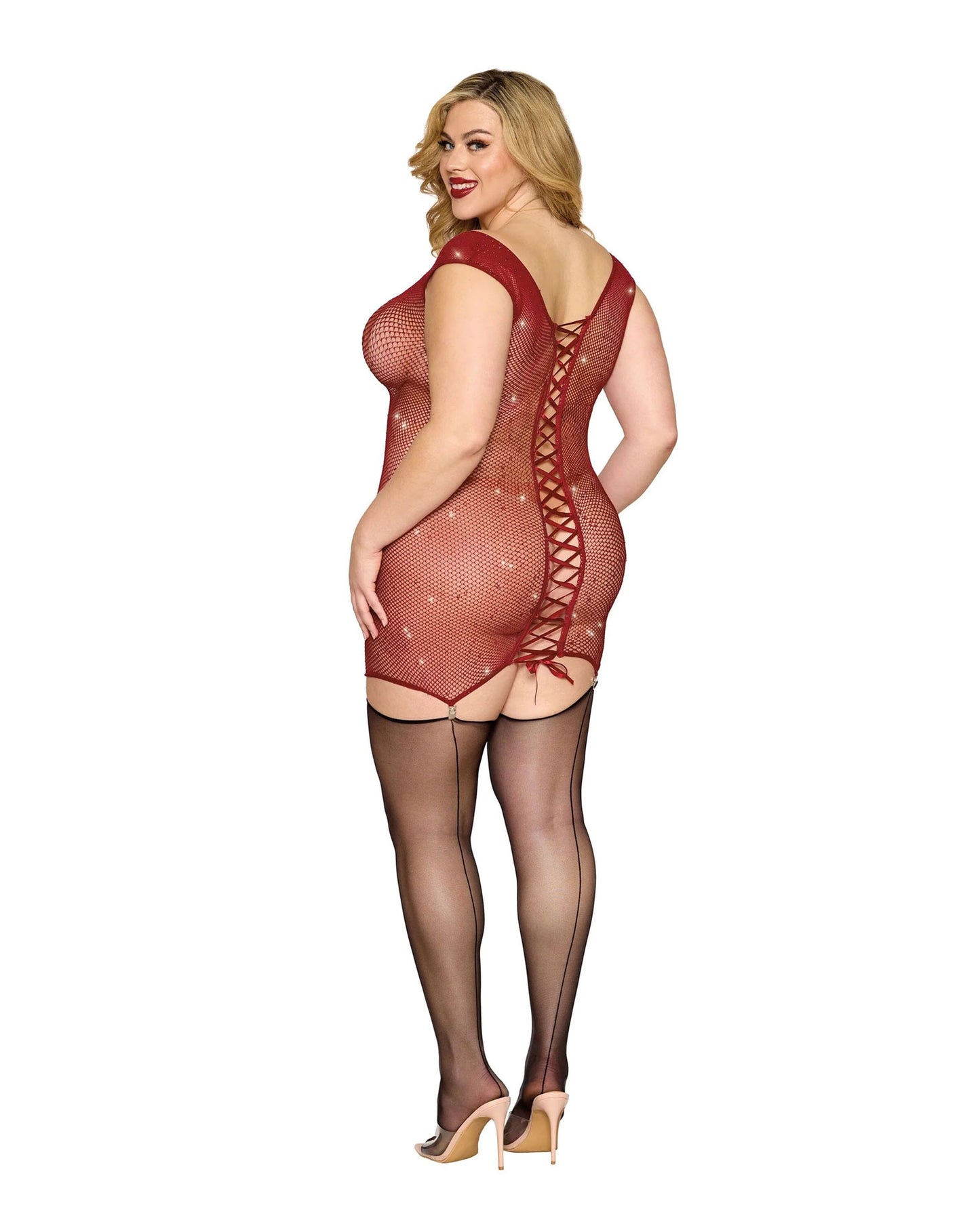 Garter Slip Dmnd - One Size Queen - Red | 888368357963 | Available at EroticWarehouse.com