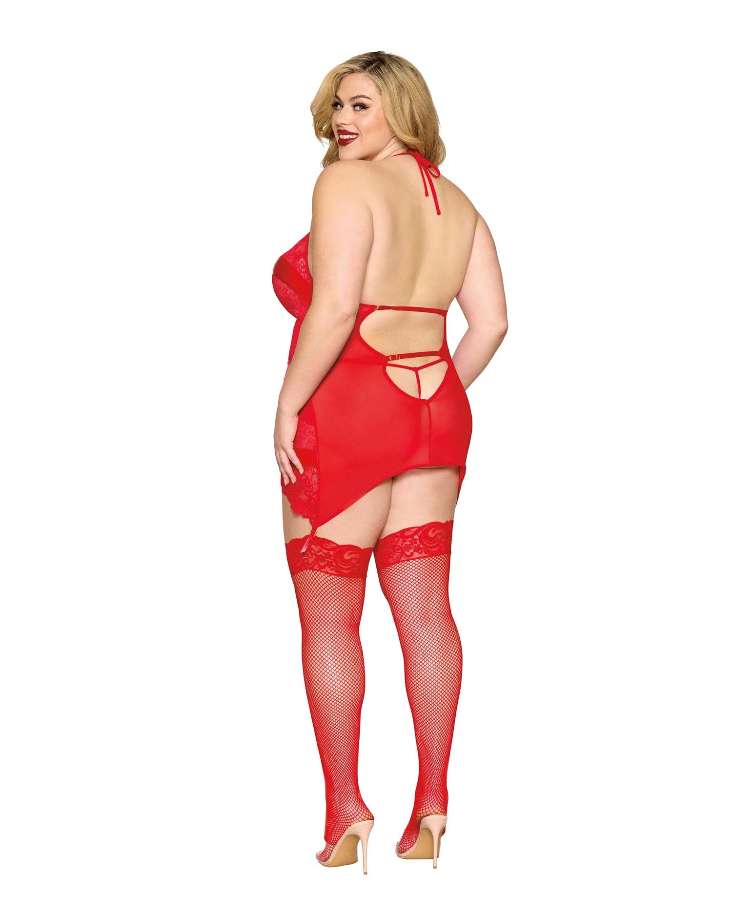 Garter Slip and G-String Dmnd - One Size Queen - Red | 888368357987 | Available at EroticWarehouse.com