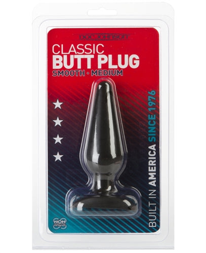 Classic Butt Plug Smooth - Medium - Black | 782421110604 | Available at EroticWarehouse.com