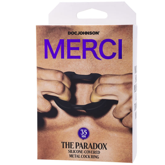Merci - the Paradox - Silicone Covered Metal Cock Ring - 35mm - Black | 782421089771 | Available at EroticWarehouse.com