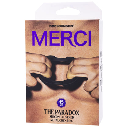 Merci - the Paradox - Silicone Covered Metal Cock Ring - 45mm - Black | 782421089788 | Available at EroticWarehouse.com