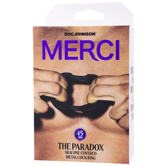 Merci - the Paradox - Silicone Covered Metal Cock Ring - 45mm - Black | 782421089788 | Available at EroticWarehouse.com