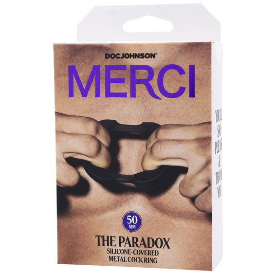 Merci - the Paradox - Silicone Covered Metal Cock Ring - 50mm - Black | 782421089795 | Available at EroticWarehouse.com