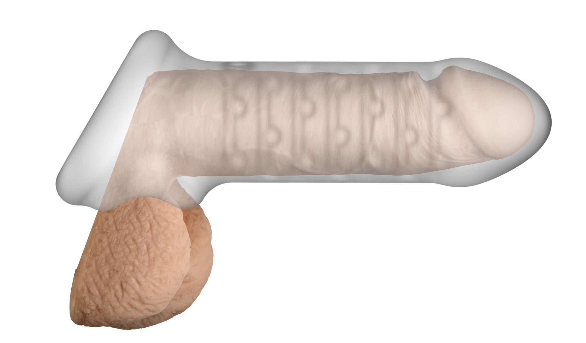 Merci - Jacked Up - Thick Extender With Ball Strap - Frost | 782421089818 | Available at EroticWarehouse.com