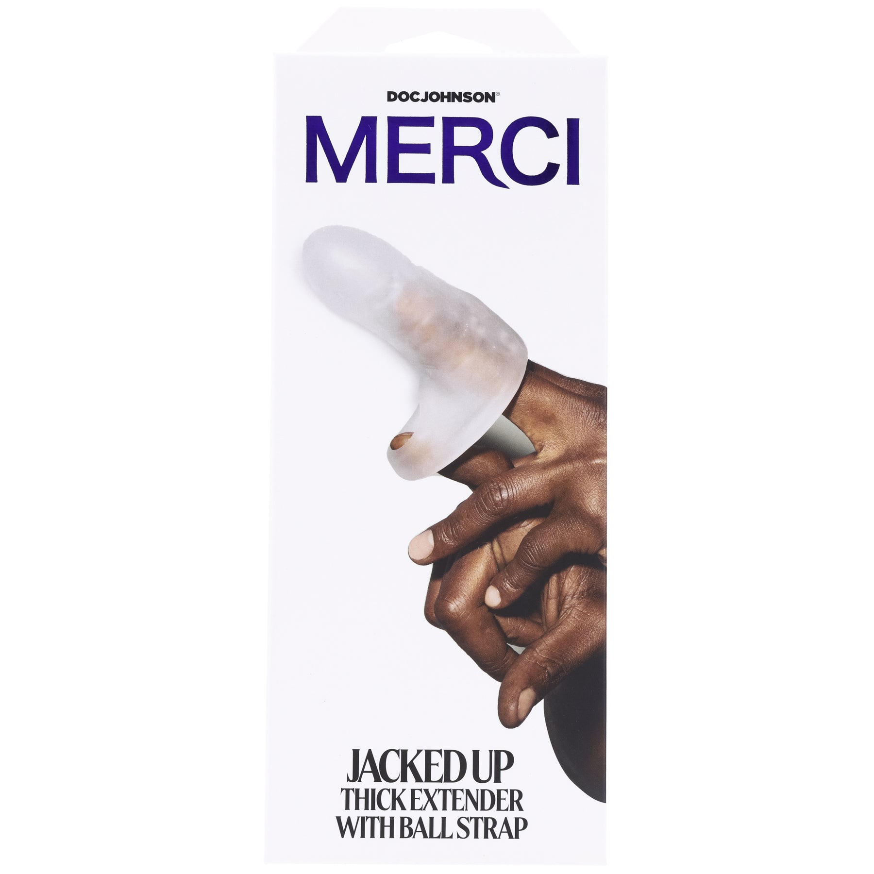 Merci - Jacked Up - Thick Extender With Ball Strap - Frost | 782421089818 | Available at EroticWarehouse.com