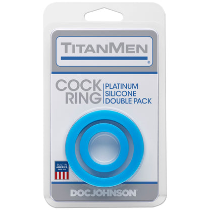 Titanmen Cock Ring Platinum Silicone Double Pack - Blue | 782421055677 | Available at EroticWarehouse.com