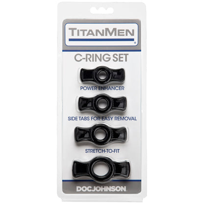 Titanmen Cock Ring Set - Black | 782421016951 | Available at EroticWarehouse.com